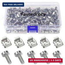 M6 x 20mm Rack Mount Cage Nuts, Screws and Washers (60 Pack, Carbon Steel, Silve picture