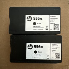 2 Pack HP 956XL Black Ink L0R39AN Cartridge OEM 956 XL Open Box Twin  EXP 2020 picture