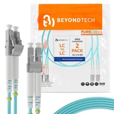 BEYONDTECH 5m (16.4ft) LC to LC Fiber Patch Cable – (2-Pack) UPC Multimode Du... picture