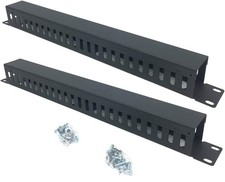 2 Pack 1U 19 Inch Cable Manager Horizontal Rack Mount 24 Slot Metal Finger Du... picture