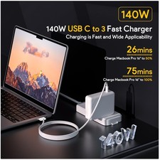 MacBook Pro Charger 140W with 6.6FT Braided Cable picture
