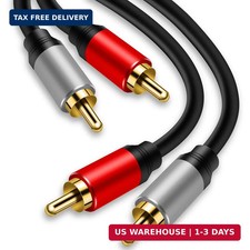 2RCA to 2RCA Cable 3Ft Gold-Plated 2 RCA Male to 2 RCA Male Stereo Audio Cabl... picture
