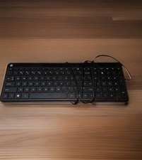HP KBAH21 USB Wired Super Slim Thin Black PC Keyboard Lightweight Tested picture