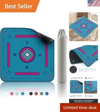 Professional-Grade Mahjong Mat - 32.4x32.4 Inch Blue, Noise-Reducing & Durable picture