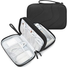 Skycase Tech Pouch - Lightweight Electronics Organizer XL, Wavy Pattern-Black picture