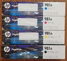 (4) Genuine HP 981A Ink Cartridges J3M68A J3M69A J3M70A J3M71A FREE US SHIPPING picture