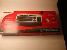 Vintage COMPUSA RF Wireless Multimedia Keyboard Optical Mouse Set picture