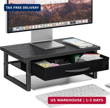 Ekisemio 2-Tier Monitor Stand with Fabric Drawer - Wood and Metal Computer Riser picture