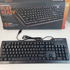 Cyberpower PC Wired Gaming Keyboard Play Ready 01 NOHI LED KB-161-306 Tested picture