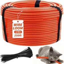 250FT Orange Split Wire Loom Tubing, 3/8 Inch Wire Protector Tubing, Automoti... picture