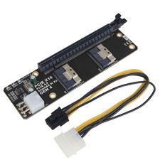 PCIe 4.0 x16 SlimSAS Riser Kit: Host Card + Slot Riser + 2 SFF-8654 8i Cables picture