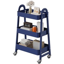 Metal Rolling Storage Cart 3 Tier Lockable Wheels Utility OLIXIS Tiers picture