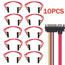 10PCS 15+7 Pin SATA HDD Extension Cable Data+Power Male to Female, 19
