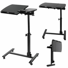 Adjustable Height Angle Rolling Laptop Desk Stand Table Tilting Top Movable picture