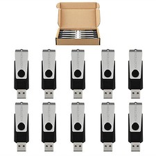 10 Pack 128MB Flash Drive Bulk USB 2.0 Memory Stick Pen Thumb Drive Swivel Black picture