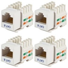 4 Pcs Cat6 RJ45 Network LAN Ethernet Keystone Jack 100 Punch Down Snap-in White picture