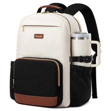LOVEVOOK Laptop Backpack for Women 15.6 Inch, Beige - Black - Chestnut Brown picture