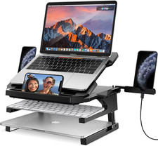 Abovetek Laptop Stand, 20 Angles Two-Layer Height Adjustable Laptop Stands, Port picture