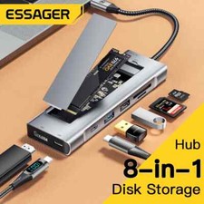 Essager 8-in-1 USB Hub With Disk Storage USB Type-c to HDMI Laptop Dock Station picture