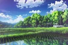 Landscape rice fields anime car field plants Custom Gaming Mat Desk picture