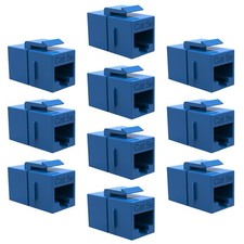 10 Pcs Cat5E RJ45 Network LAN Ethernet Keystone Jack Inline Coupler Snap-In Blue picture