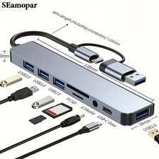 7/8 Port USB C Hub Adapter 5Gbps Multiport Splitter for Laptop PC MacBook picture