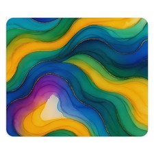 Abstract Colorful Waves Mouse Pad | Fluid Rainbow Swirl Desk Mat picture