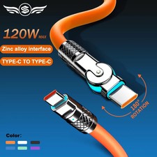 120W 6A Super Fast Charge Type C Silicone 180 Rotating Elbow USB C Cable picture