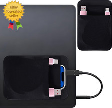 Portable Hard Drive Sleeve 2-Pocket Stick on Pouch with Reusable Adhesive SSD Ha picture