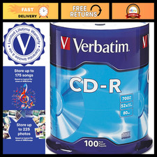 100 Pack CD-R Blank Discs 700MB 80 Min 52X Recordable for Data & Music - Spindle picture