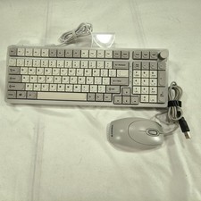 AJAZZ AK992 Wired Keyboard w/ Cherry Retro Gray Wired Mouse Custom Keycaps picture