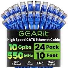 New 24 pack Cat 6 ethernet cables 10 feet long made of PURE COPPER picture