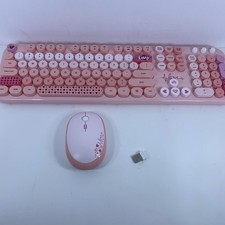 Pink Wireless Keyboard and Mouse,MOFII 104 Round Keys Lovely Full-Size  picture
