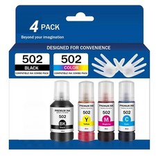4pk 502 Ink Refill Bottles Replacement for Epson EcoTank ET-2700/15000 Series picture