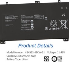 ✅42WH HB4593J6ECW-31 Battery for Huawei MateBook 13 2020 WRT-W29 WRTB-WFE9L picture