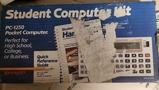 Sharp PC-1250A Pocket Computer W Case Hand Book Original Box Not Working picture