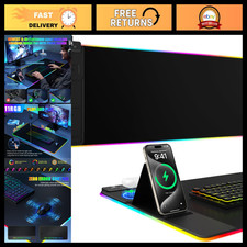 Large RGB Wireless Charging Mouse Pad with Phone Stand - Gaming Desk Mat picture