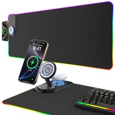 Wireless Charging Gaming Mouse Pad 15W Foldable Phone Stand Desk Mat Magnetic picture