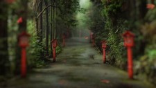Landscape filter nature trees forest road leaves depth Custom Gaming Mat Desk picture