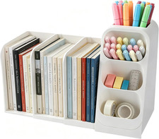 Multifunctional & Retractable Office Desk Organizer and Bookshelf, Small Space D picture