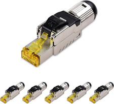 6-Pack Tool-Free Shielded Cat6A / Cat6 RJ45 Termination Plug Connector, 10Gbps picture