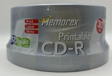 Memorex Printable CDR 700mb 80min 52x Factory Sealed Data Storage 30 Count New picture