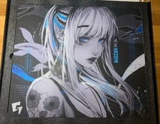 GLSSWRKS Kazemi Limited Edition Glass Mousepad Blue 490x420mm Gaming USED picture