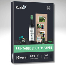 100 Full Sheets Koala Printable Glossy Sticker Paper for Inkjet + Laser Printer picture