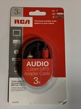 AH205R 3.5mm to 2 RCA Plugs 3ft ipod-phone-table-mp3 player adapter READ picture