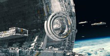 Landscape  art space station futuristic technology Custom Gaming Mat Desk picture