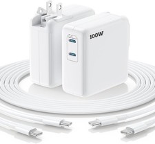 Essri MacBook Pro Charger,100W USB C Charger 2Pack with Foldable Plug,Dual 65W picture