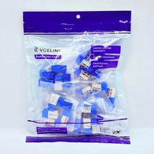 25pc Cat6 RJ45 Keystone Jack Insert UL Listed 90 Degree 110 Punch-Down Slim BLUE picture