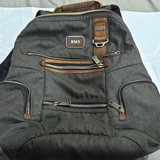 TUMI Solid Gray Nylon Laptop Backpack Brown Trim Padded Adjustable Straps picture