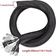 Cable Tidy Zip Sleeve for Desk PC TV Wire Management Organizer Cable Cover USA picture